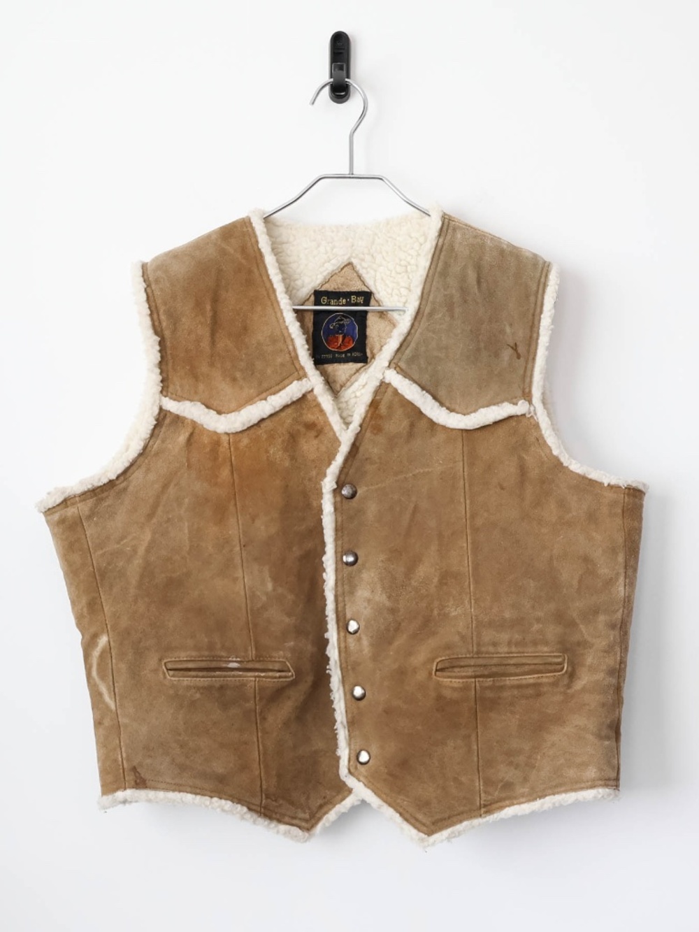 Amazing True Vintage 70's Suede Sherpa Lined Western Vest
